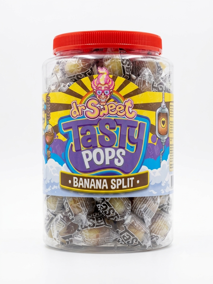 Dr. Sweet Tasty Pop Bananasplit 70 stuks