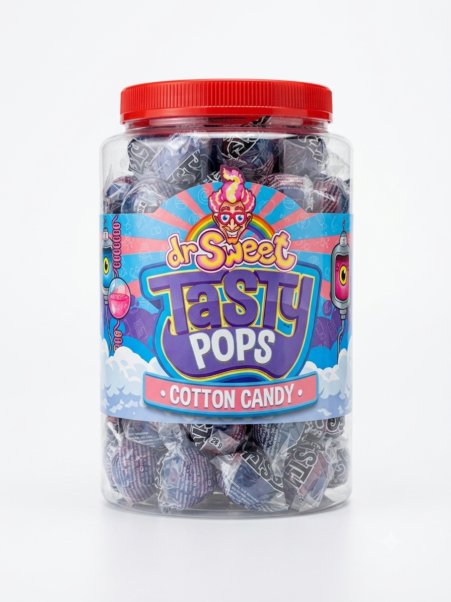 Dr. Sweet Tasty Pop Cotton Candy 70pcs