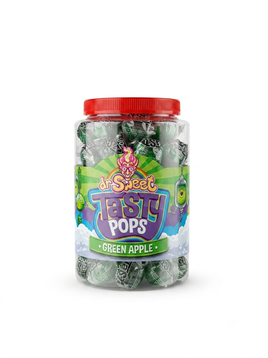 Dr. Sweet Tasty Pop Green Apple 70 stuks